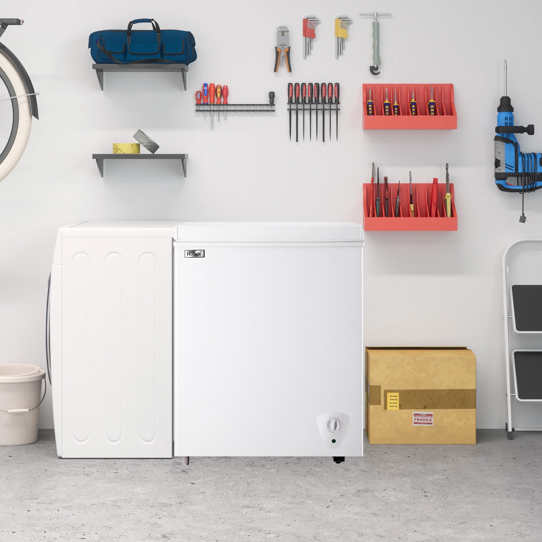 5.0 Cubic Chest Freezer Compact Deep Freezer with Top Open Door and Removable Storage Basket, 7 Gears Temperature Control, Energy Saving, for Office Dorm or Apartment - Image 7