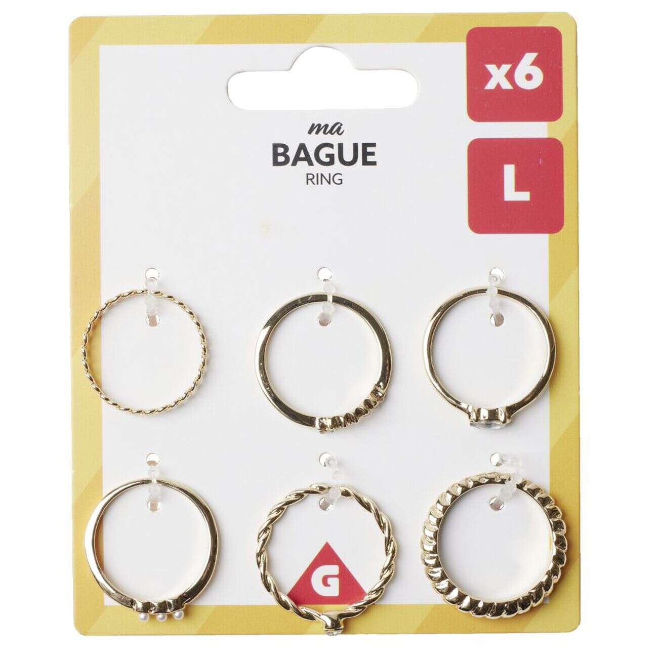 Bague femme x6 zinc doré ou argenté (4 tailles au choix)