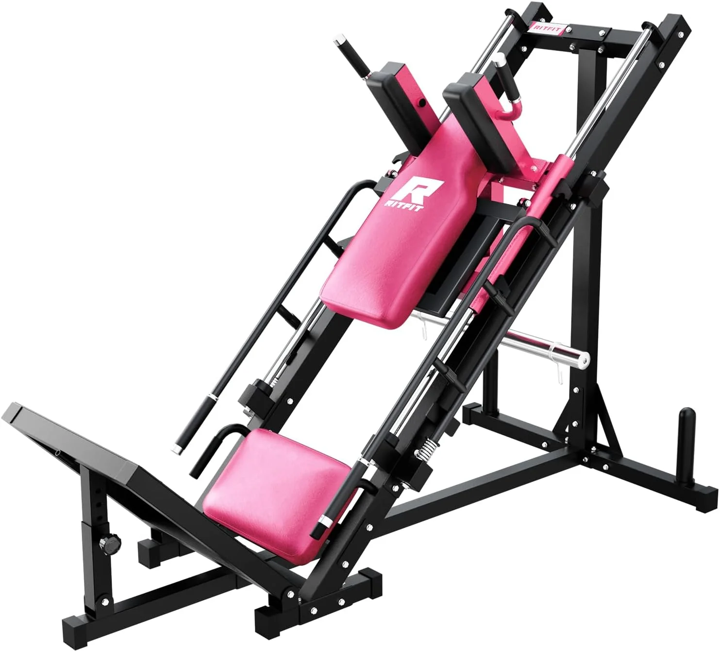 Leg Press Hack Squat Machine, Professional Adjustable Leg Press Machine for Home Gym with Linear Bearing, Specialty Hack Squat Machine for Full Lower Body Workout with Weight Storage, Pink(Pink) - Image 2