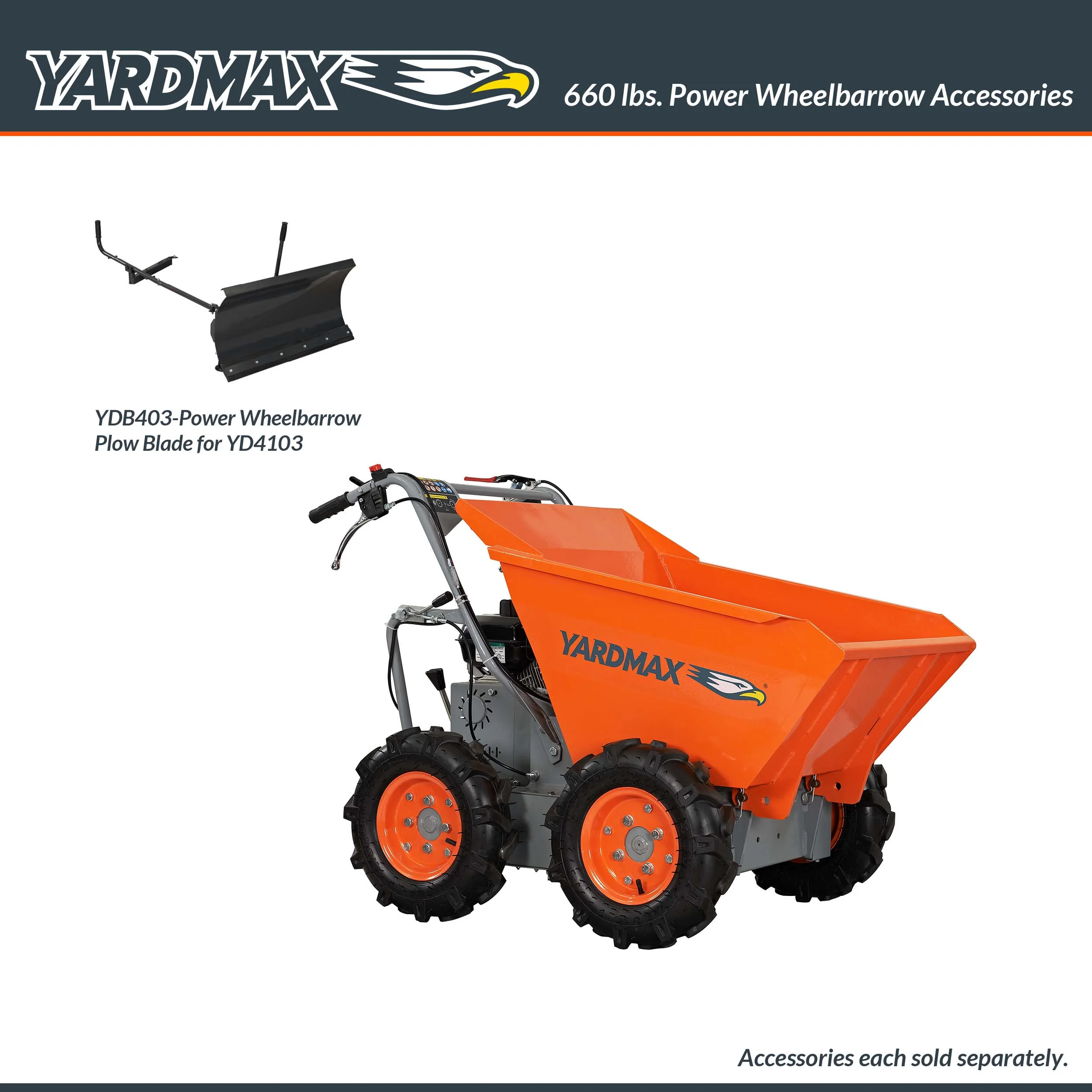 YARDMAX YD4103 Powered Wheelbarrow Briggs and Stratton CR950 65 HP 208cc, 660 lb
