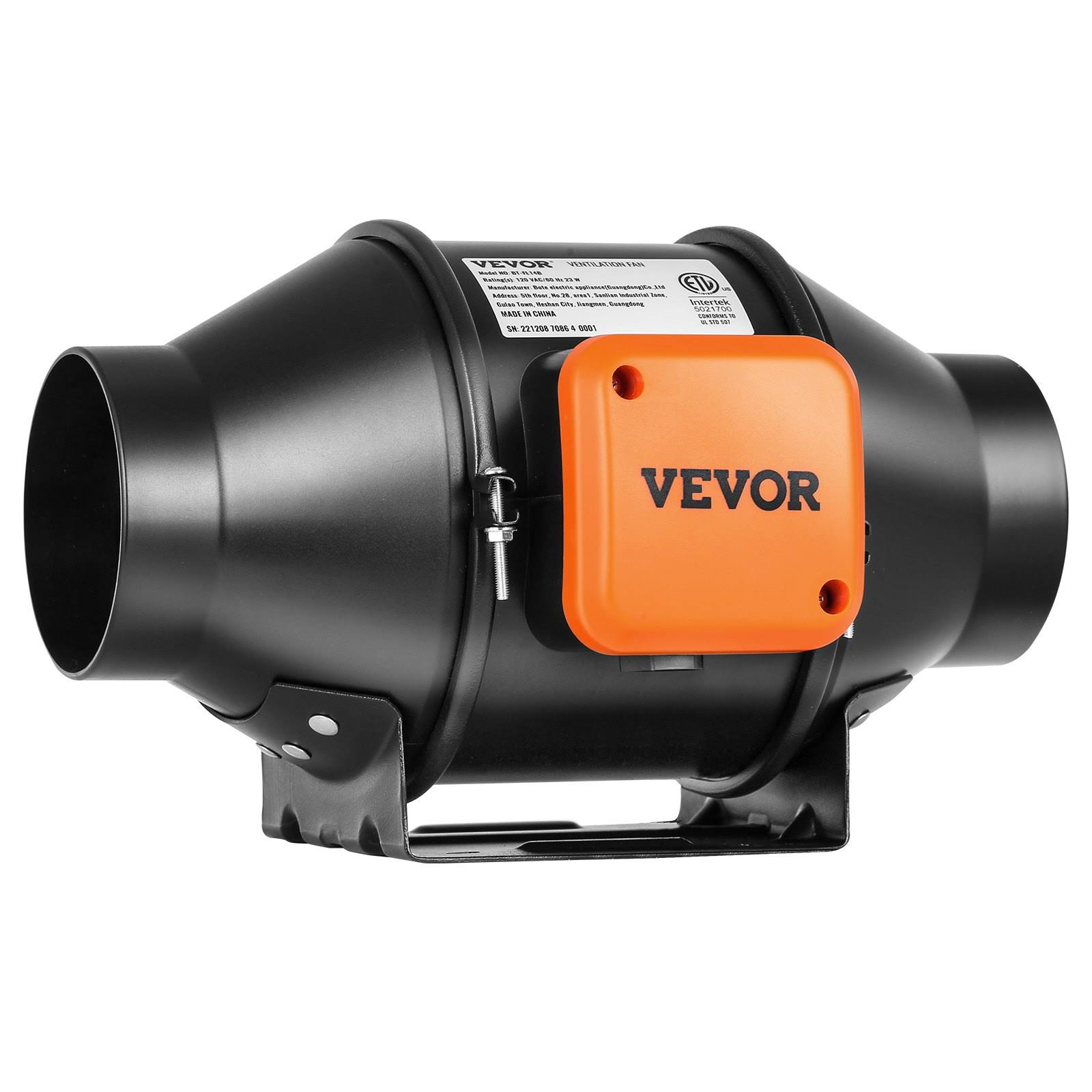 VEVOR Inline Duct Fan, 4-Inch 205 CFM Quiet EC-Motor Ventilation Exhaust Fan, with Temperature Humidity Controller for Cooling