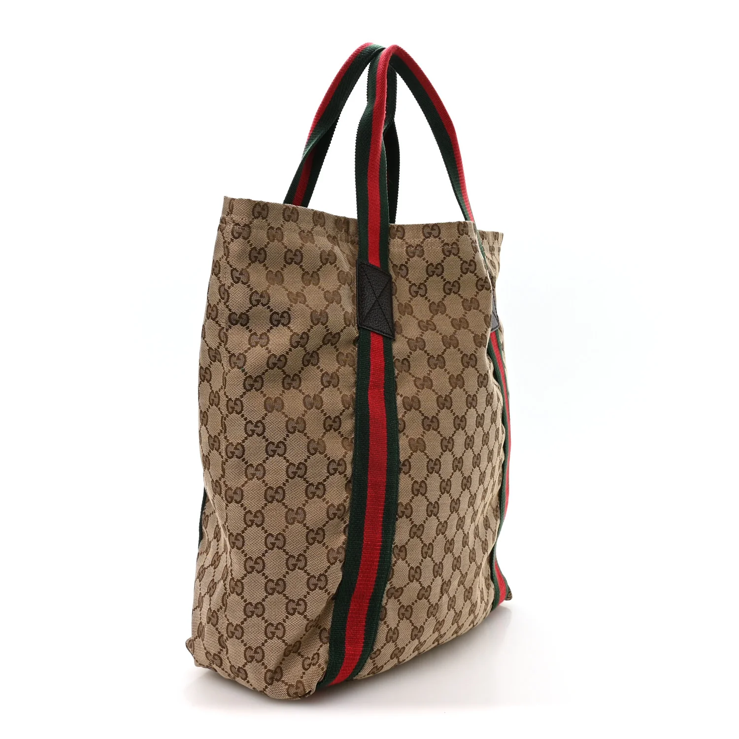 GG Monogram Medium Web Handle Vertical Tote Dark Brown