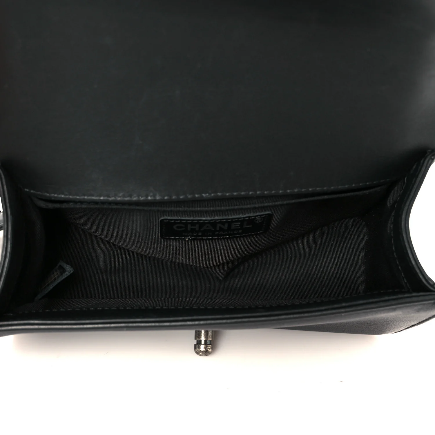 Lambskin Braided Woven Small Boy Flap Black