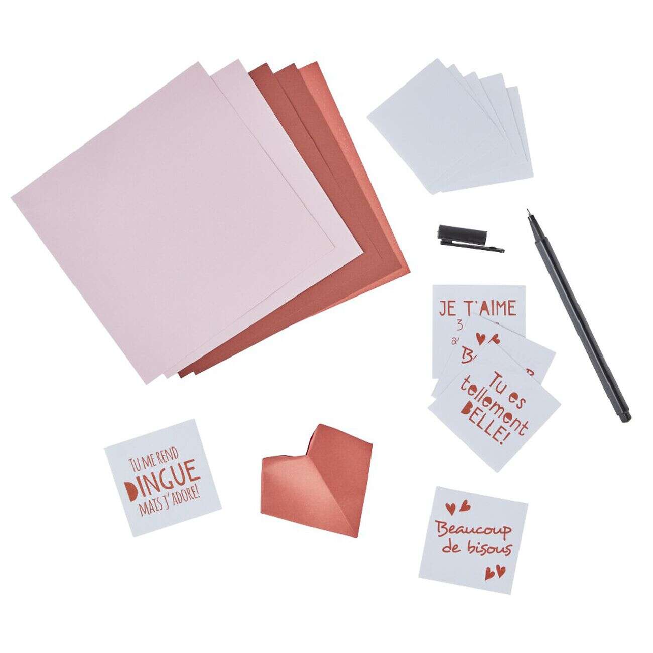 Kit origami 6 coeurs avec messages personnalisés