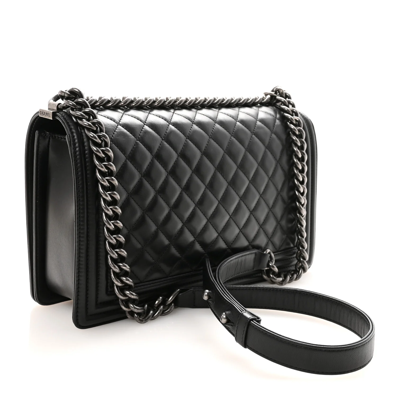 Lambskin Quilted New Medium Boy Flap Black
