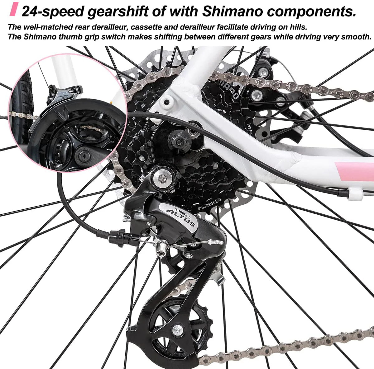 700C Hybrid Bicycle Aluminum 24 Speeds with Lock Out Suspension Fork Disc Brake City Commuter Comfort Bike Image 3