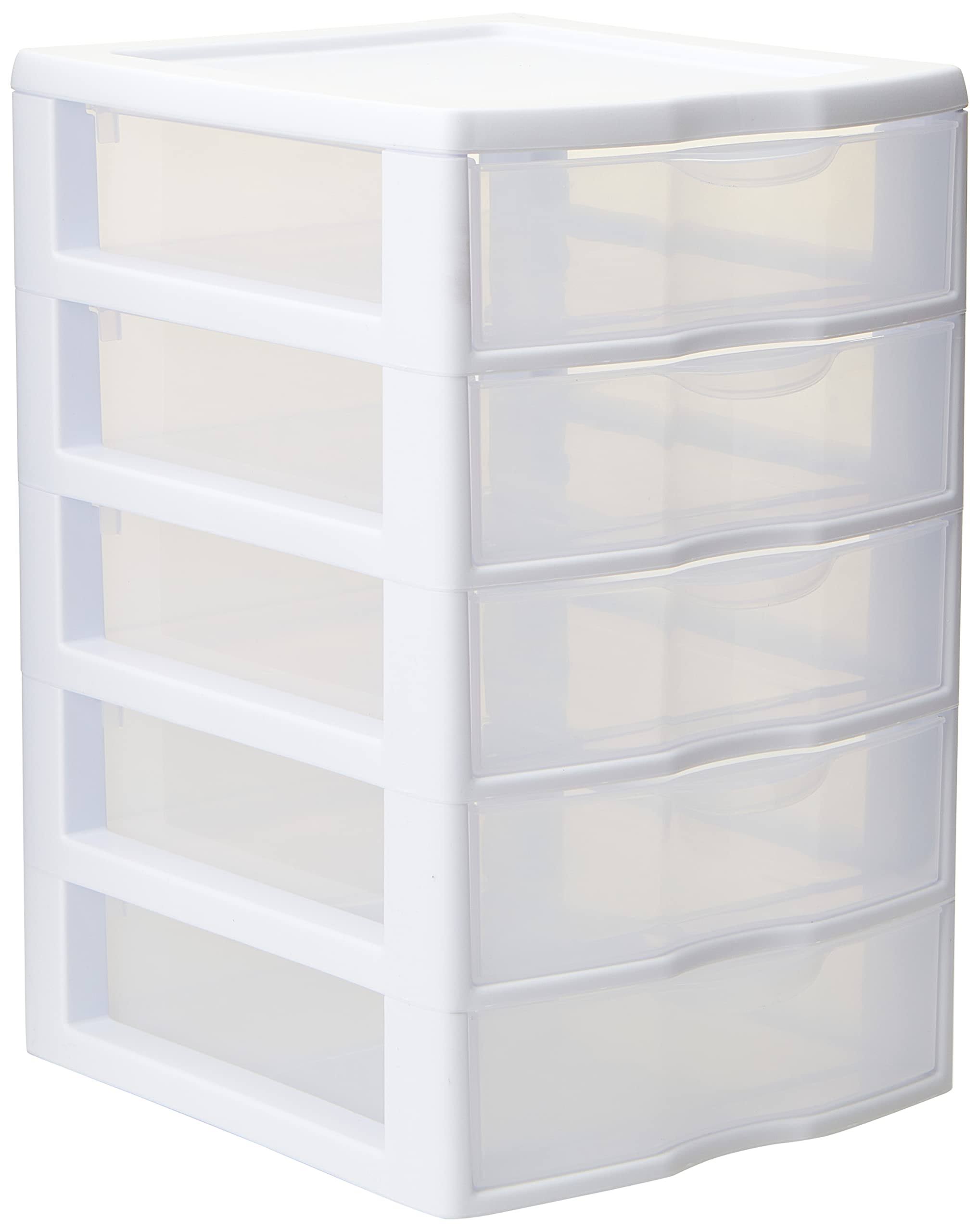 Sterilite 1 New 20758004 Clearview Small 5 Drawer Desktop Storage Unit White