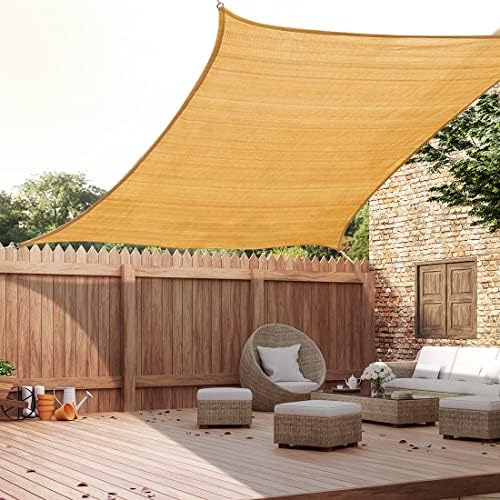 Quictent Voile d'ombrage carrée 20 x 20 pi, PEHD 185 g, protection UV 98 %, pour terrasse et jardin, avec kit de fixation (brun)
