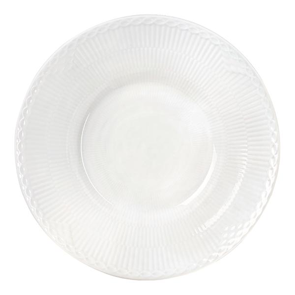 Hvit Riflet Halvblonde dyp tallerken 24 cm