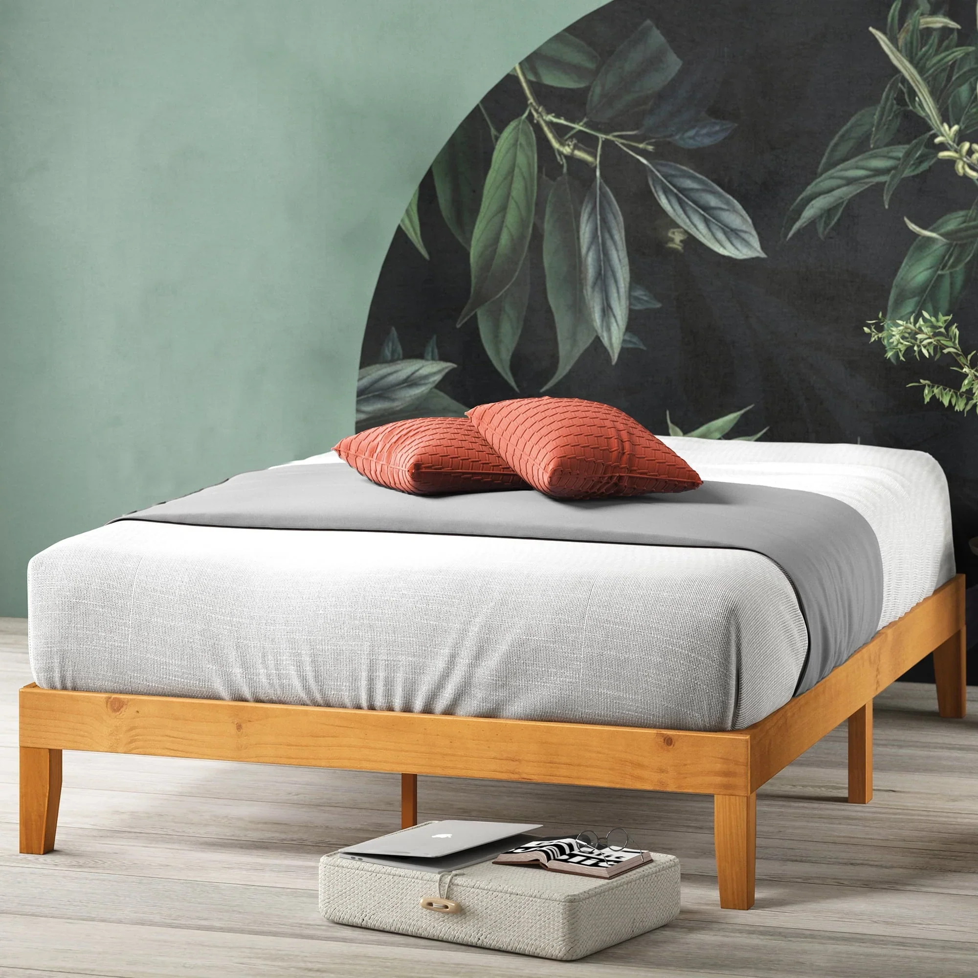 Zinus Alexia 12 Wood Platform Bed Frame, Rustic Pine, King
