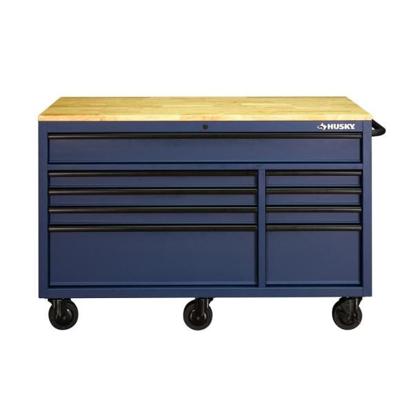 Établi mobile à 9 tiroirs de 142 cm (56 po) en bleu mat
