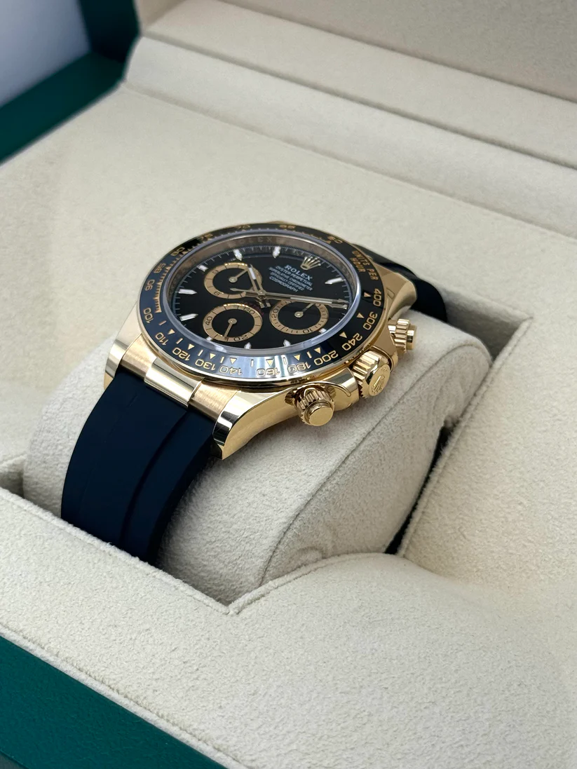 [Super Clone]Rolex Daytona Yellow Gold / Ceramic / Black / Oysterflex  m126518ln-0008