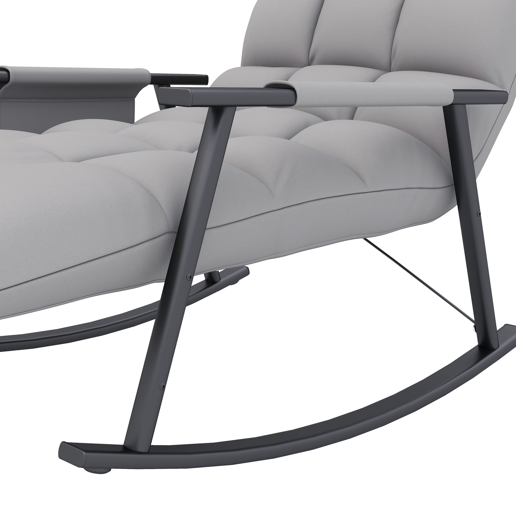 HOMCOM Schommelstoel, verstelbare rugleuning & voetensteun, zijvak, Microvezelhoes, Metalen frame, Grijs