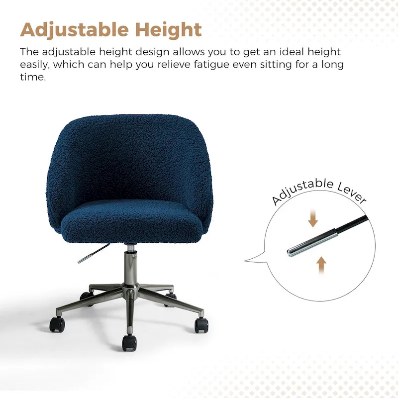 Boucle Swivel Office Chair with Rolling Wheels