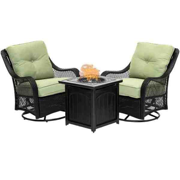 💥Liquidation🔥Ensemble de conversation 5 pièces en acier avec foyer extérieur, coussins bleu marine, fauteuils pivotants et table de foyer carrée