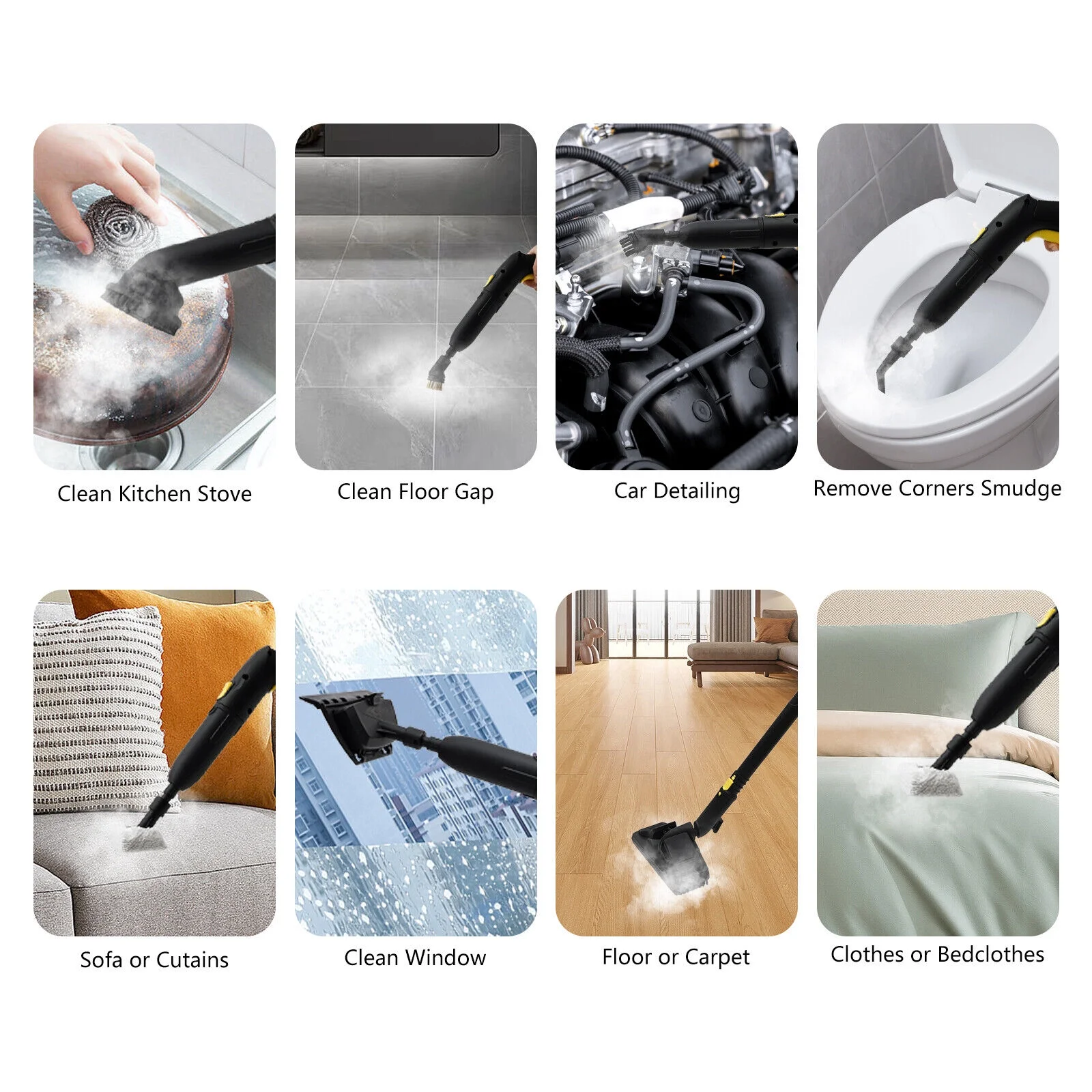 2000W 1.8L/60.87oz High-Pressure Steam Cleaner Multipurpose Handheld Steam Cleaner Portable Yellow 5 Bar/72.5PSI - Image 10