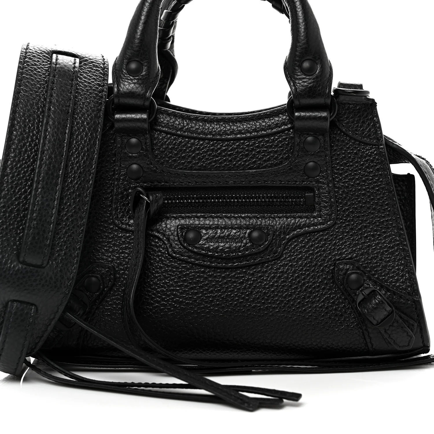 Grained Calfskin Neo Classic Black Hardware Nano City Crossbody Black