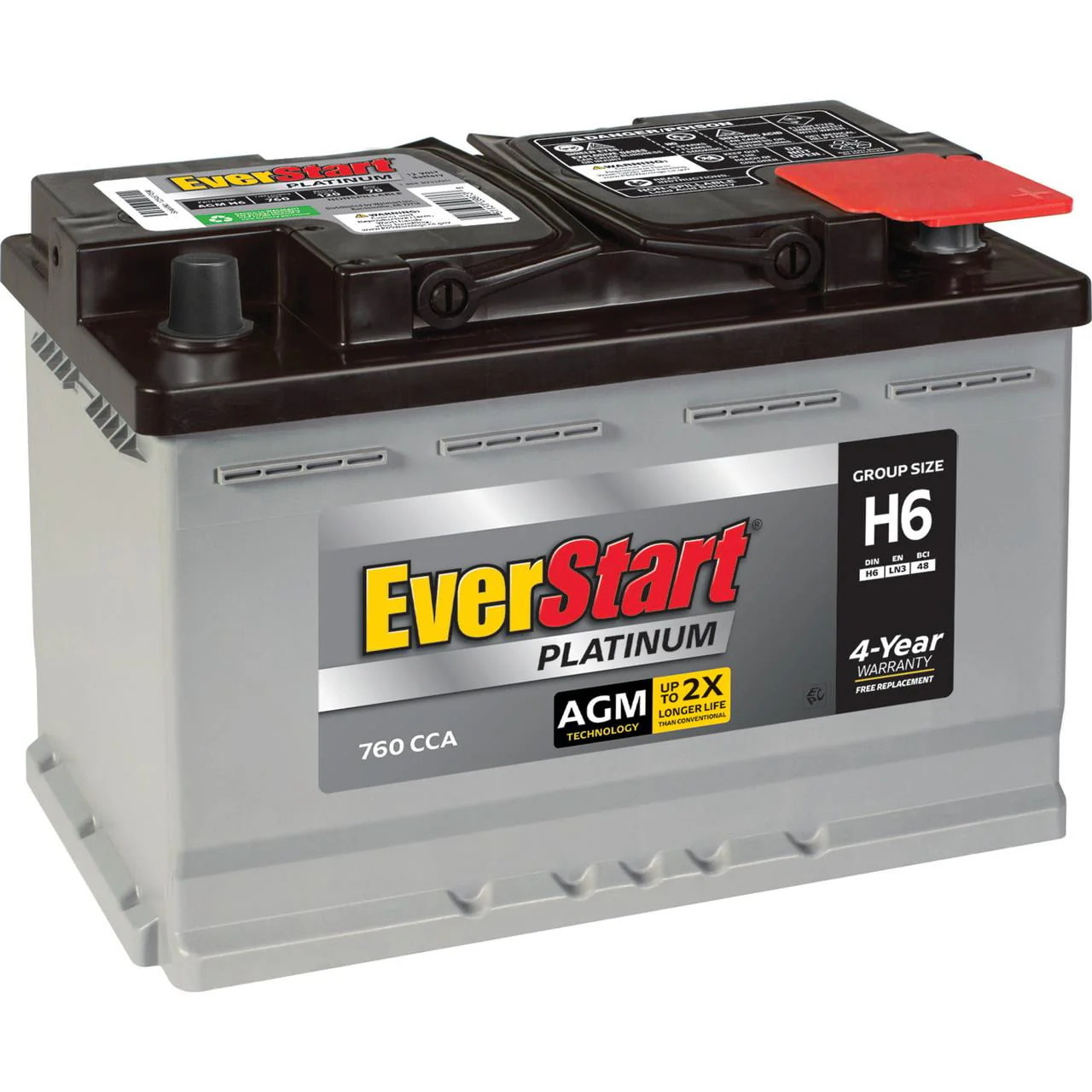 Everstart Platinum BOXED AGM Automotive Battery, Group Size H6 12 Volt, 760 CCA