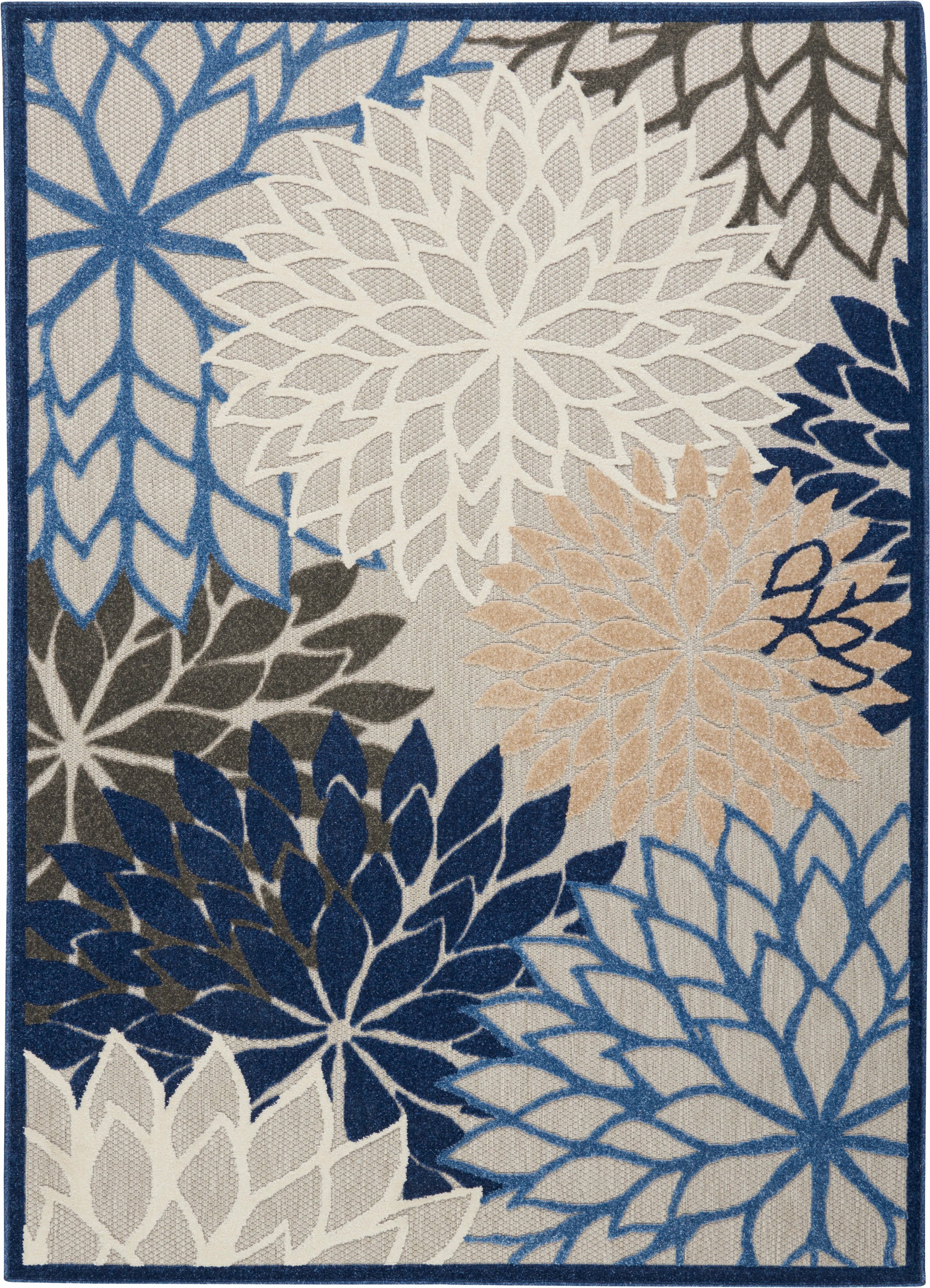 Nourison Aloha ALH05 Blue/Multicolor Area Rug, 3'6