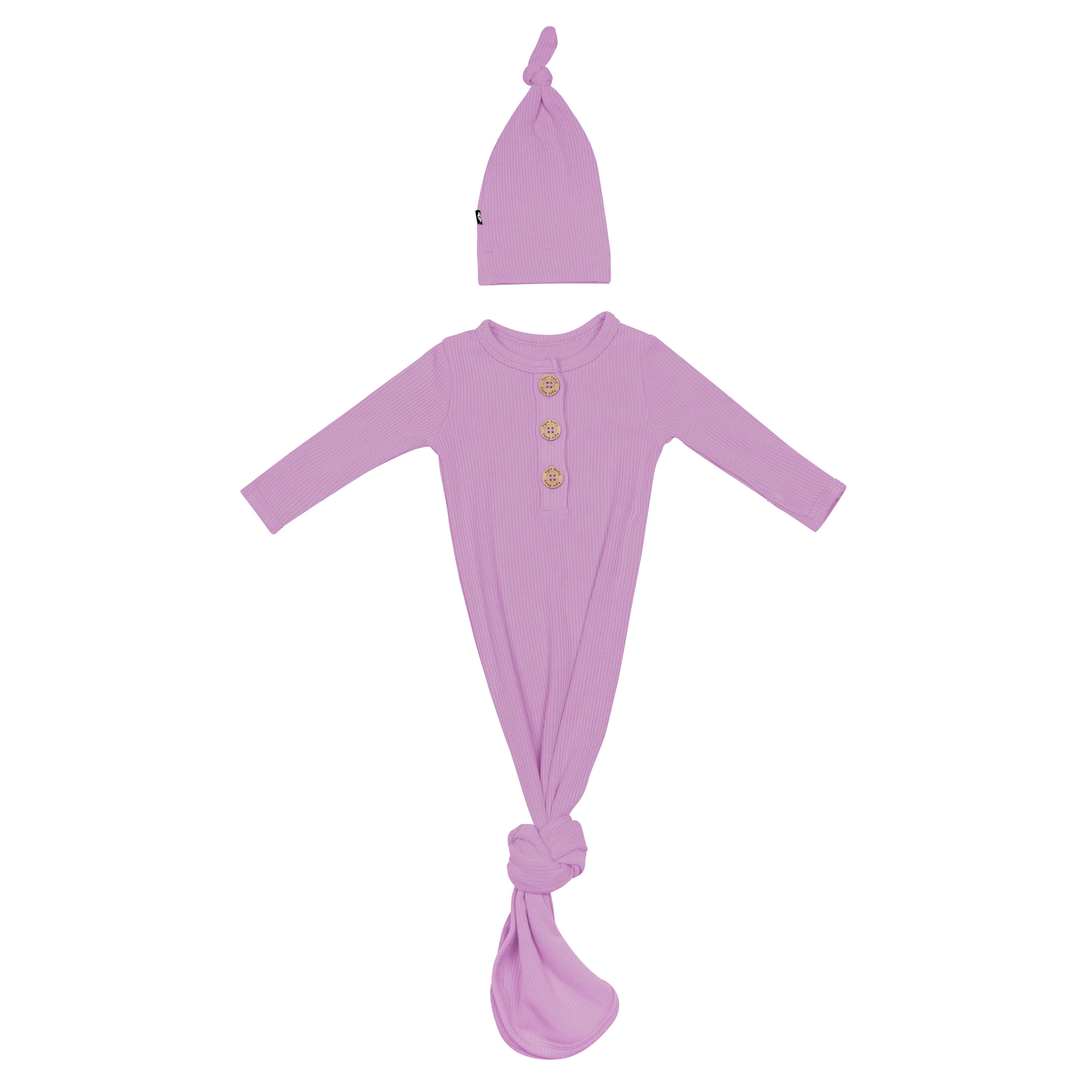 Ribbed Knotted Day Gown with Hat Set in Poi