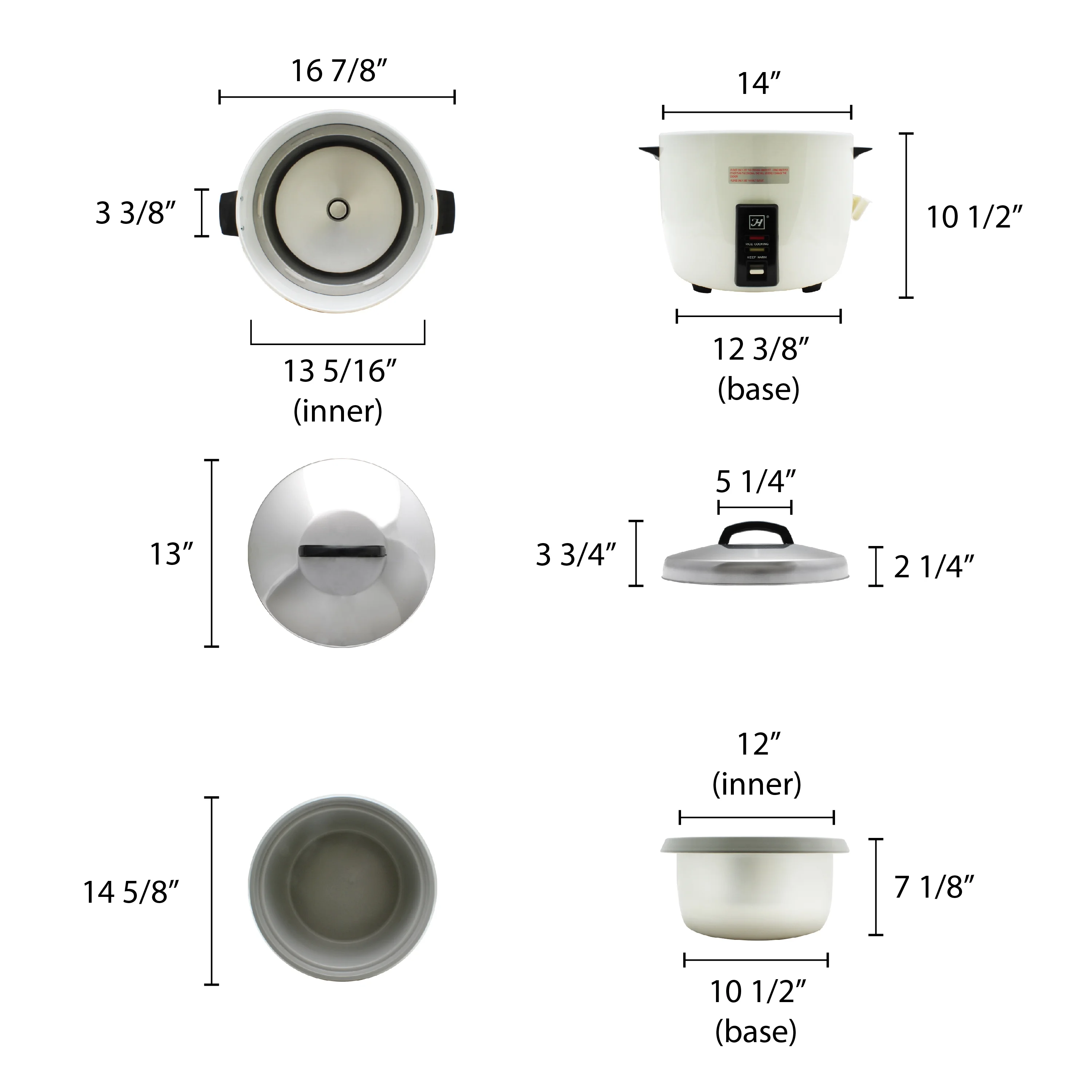 Excellante 30 Cup/ 60 Bowls Rice Cooker and Warmer, Non - Stick Inner Pot, Commercial Grade, Comes in Each