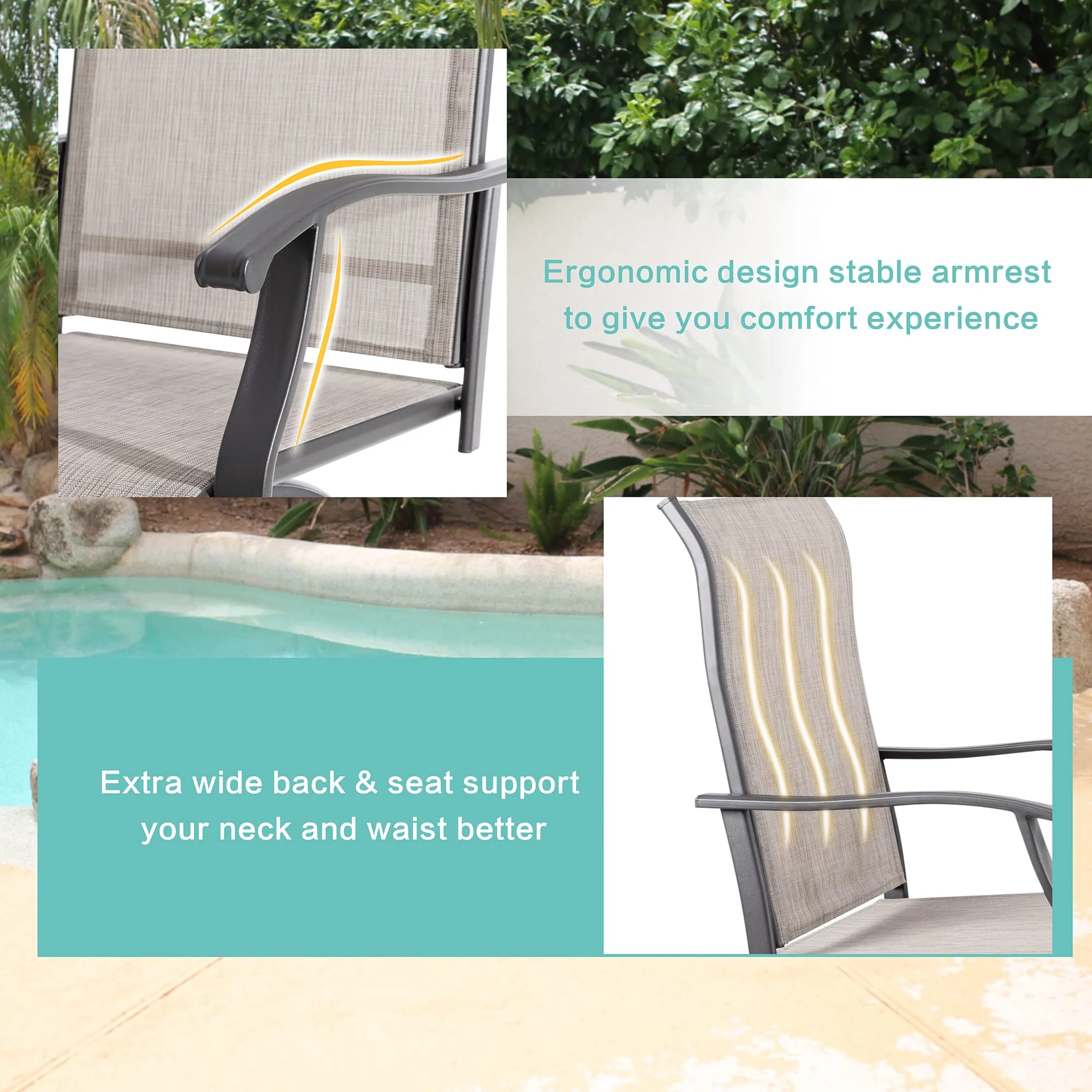 Vongrasig 2 Piece Patio Swivel Bar Chairs