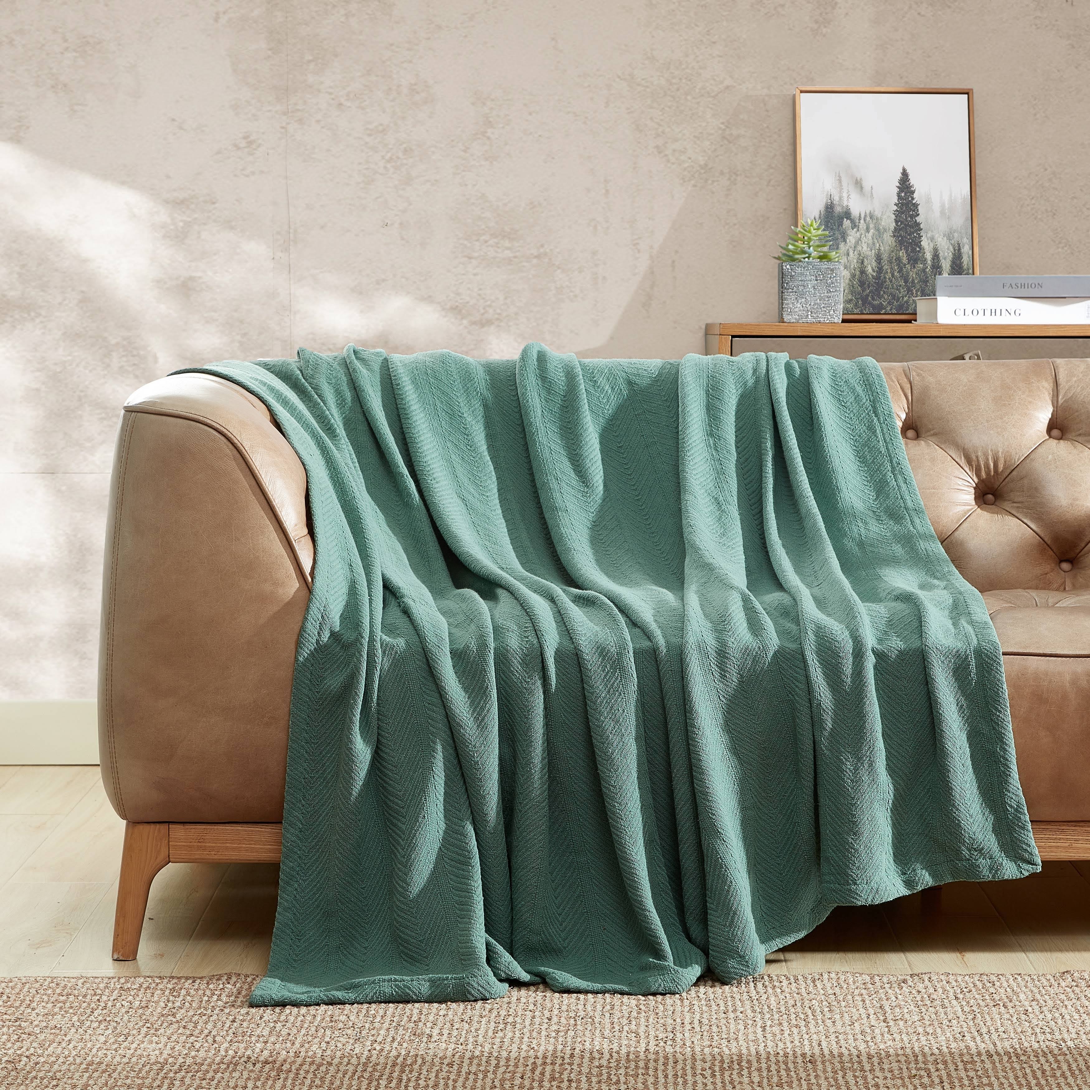 Eddie Bauer Herringbone Cotton Blanket - Twin - Green
