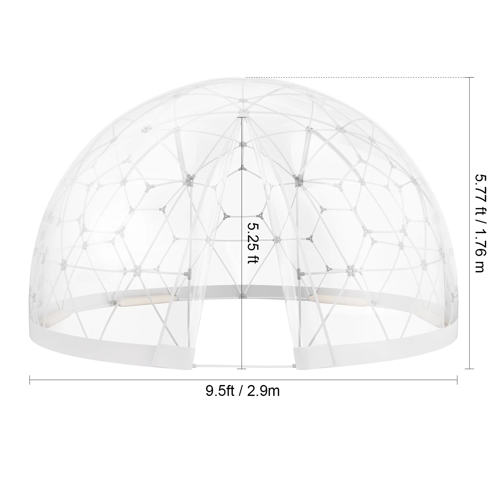 Outdoor Dome Shelter, 9.5 FT Clear PVC Garden Tent, Waterproof Geodesic Dome Tent with Window for Patio, Backyard Dining, and Parties - Image 6