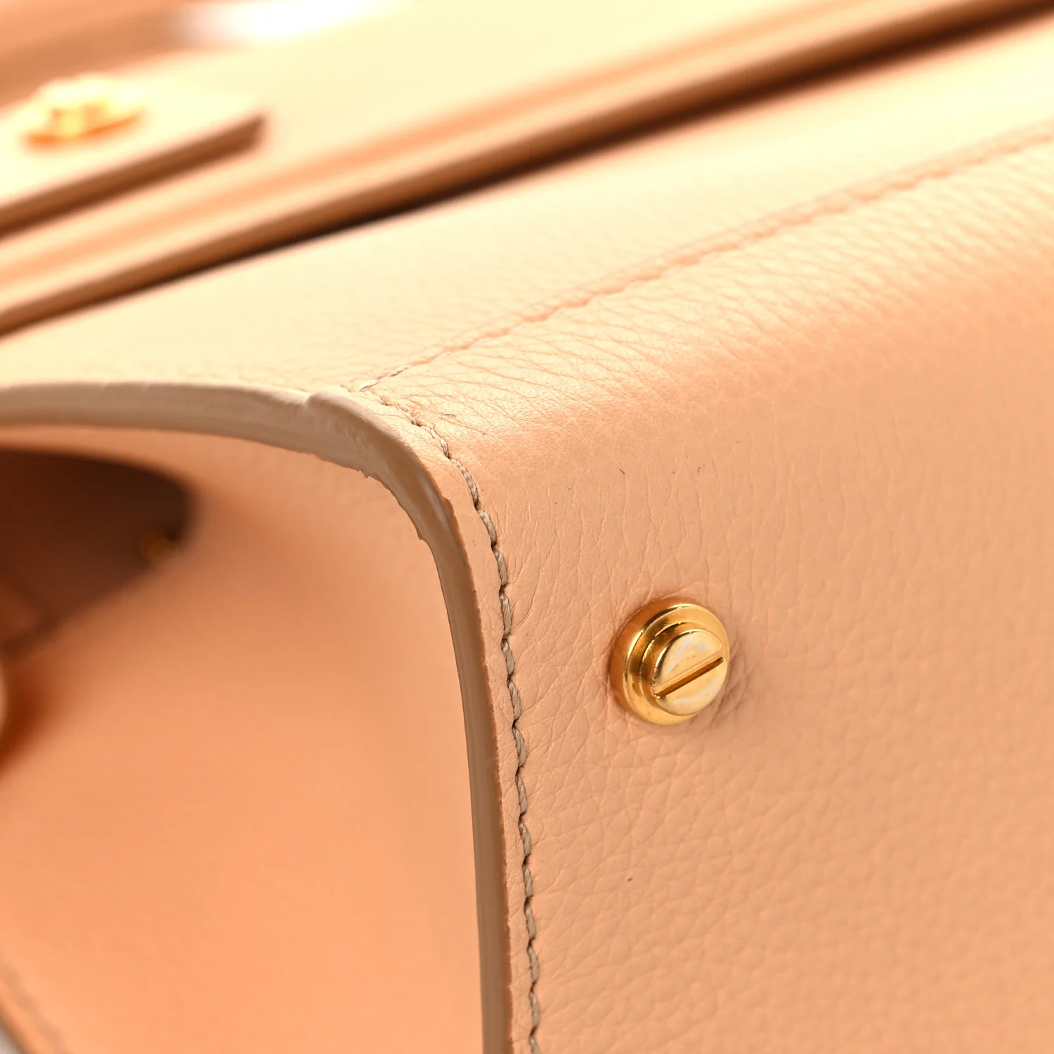 Grained Calfskin Mini Horizon Satchel Beige