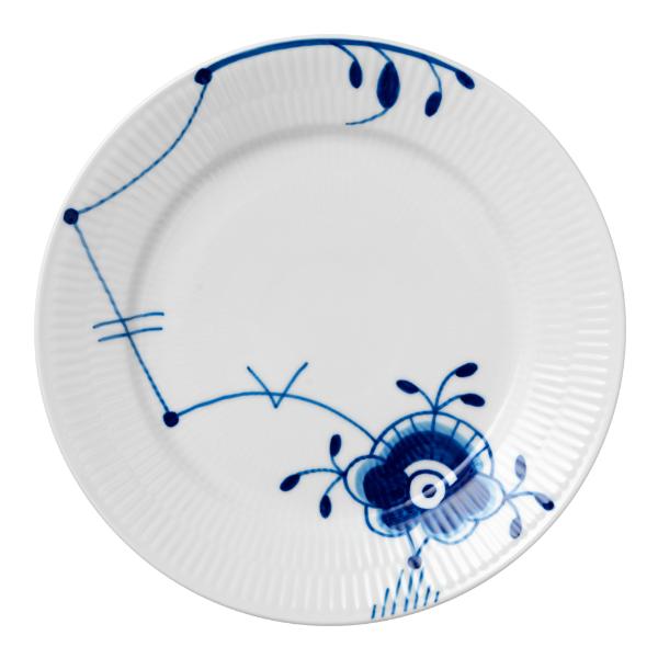 Blå Mega Riflet flat tallerken 22 cm dekor 6