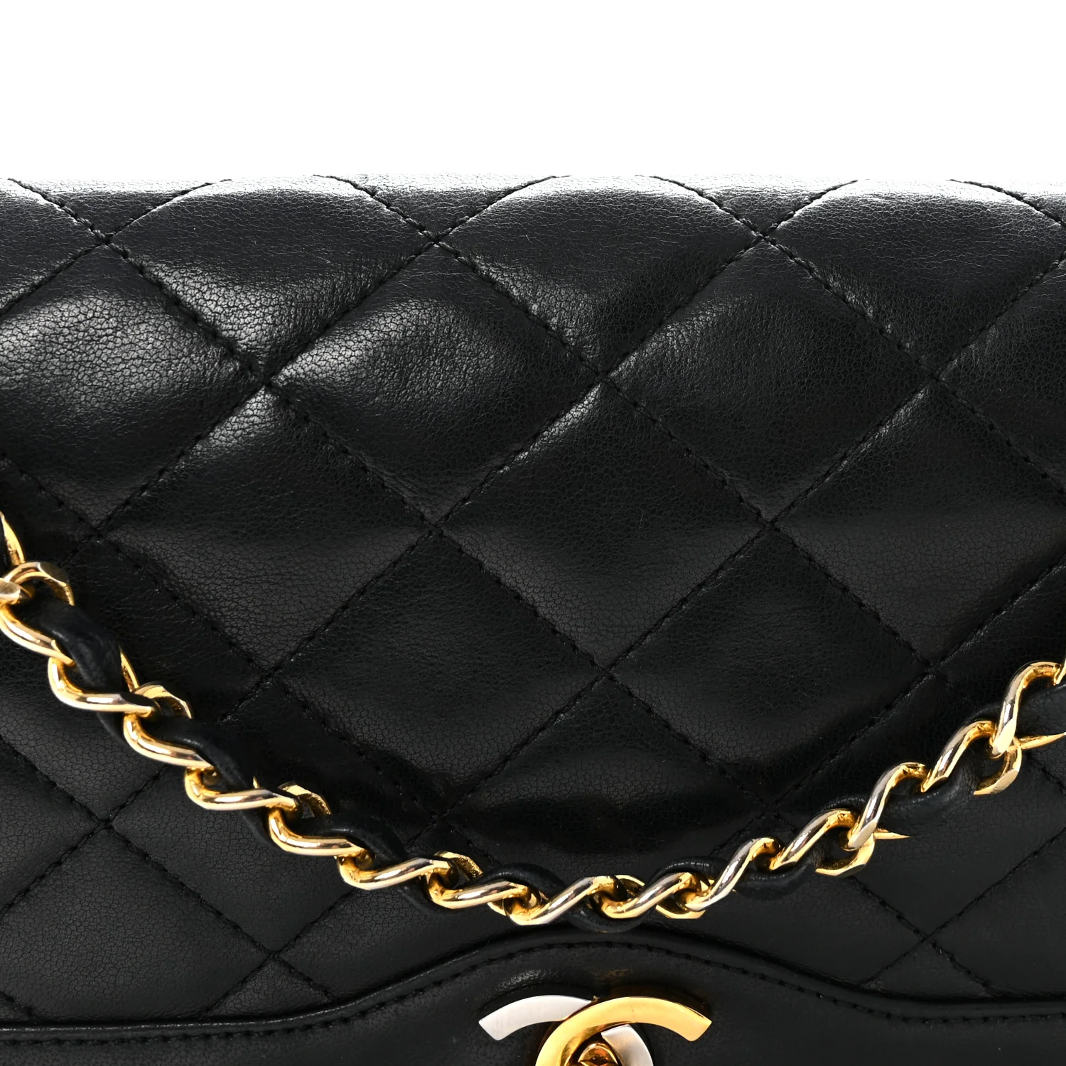 Lambskin Quilted Medium Double Flap Bag Black
