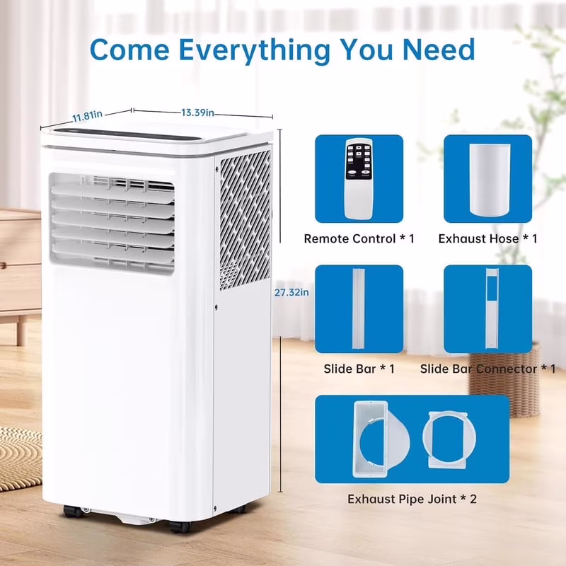 10000 BTU Portable Air Conditioner, 4-In-1 (Cool/Dehumidify/Fan) With Remote, LED Touch Control 24H Timer Window Mount Kit, Air Conditioners Cools Rooms Up to 450 Sq.Ft for Home, Office Room