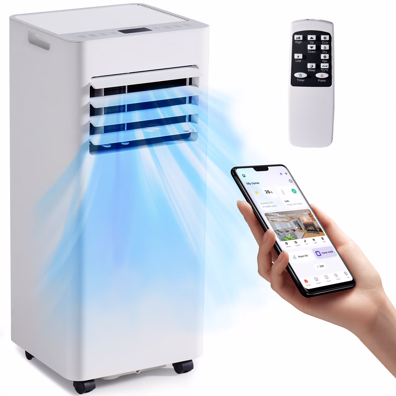 10,000 BTU Smart Portable AC WiFi/Remote, 4-in-1 for 300 Sq.Ft, 24H Timer, Window Kit, ��55dB, ETL Certified(10000BTU with WiFi)