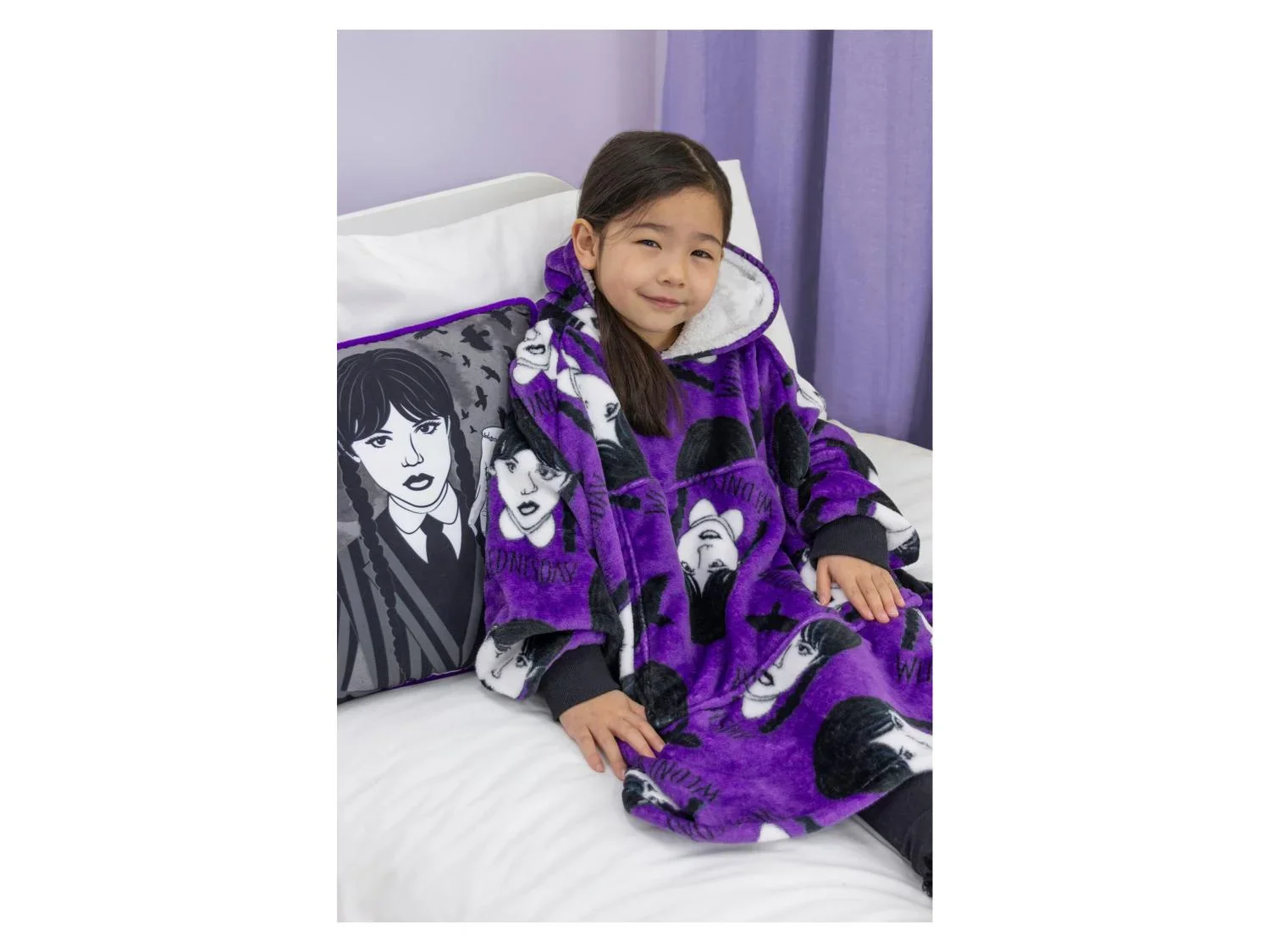 Couverture polaire  capuche pour enfant, Wednesday