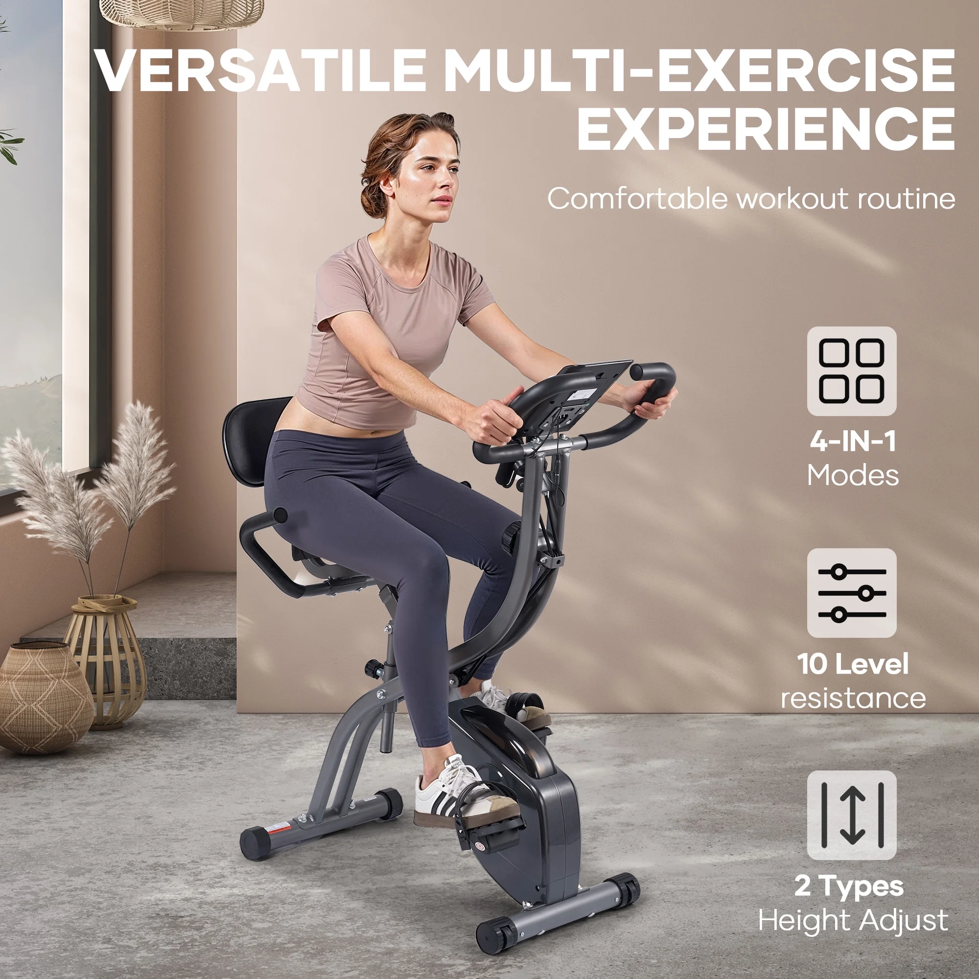 Folding Exercise Bike Magnetic Upright Bike with Pulse Sensor LCD Monitor Indoor Cycling Stationary Exercise Bike Perfect for Home Use - Image 6