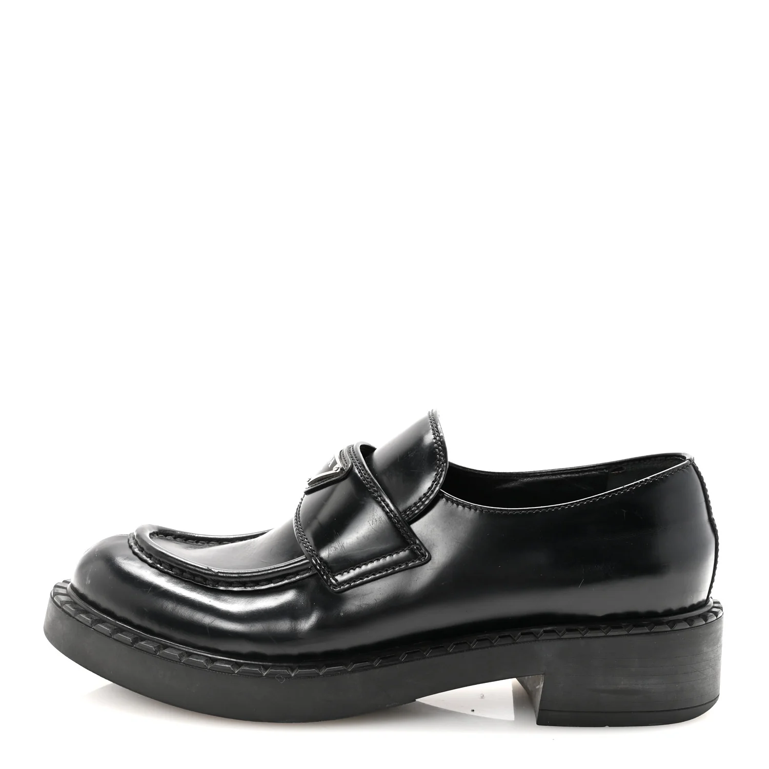 Spazzolato Metal Triangle Logo 50mm Loafers 40 Black