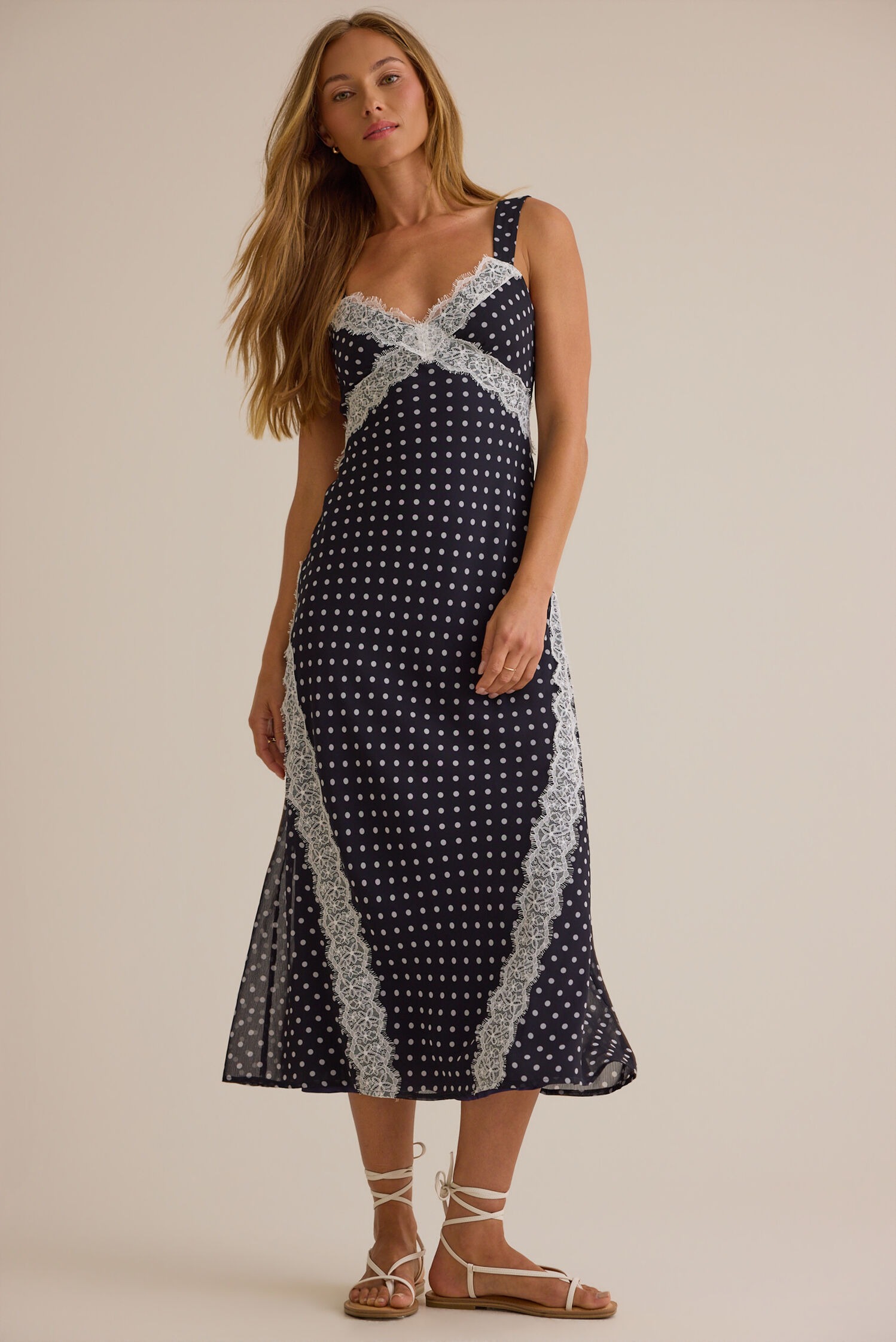 Chelsea Lace Trim Midi Dress