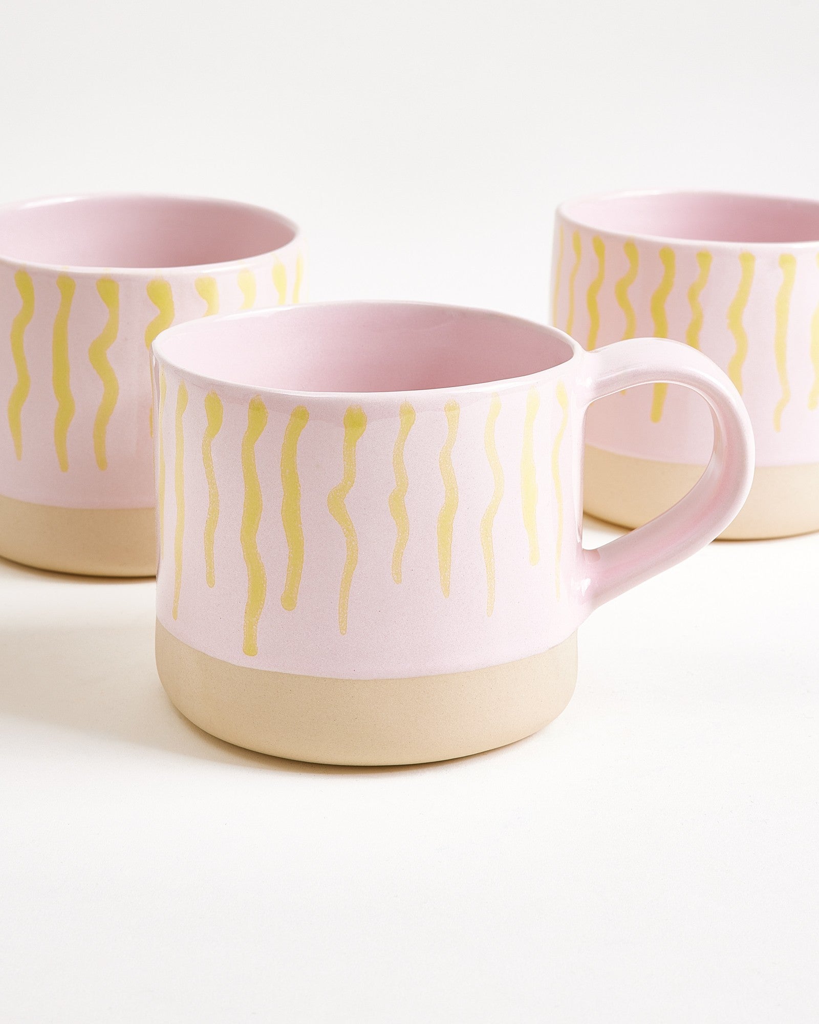 NÓDOA - LARGE MUG STRIPED PINK YELLOW SET OF 6
