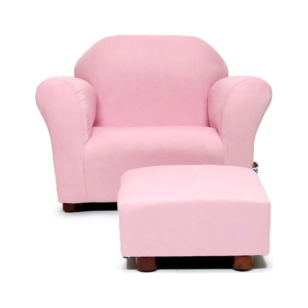 Keet Roundy Children'S Chair Microsuede Pink with Ottoman