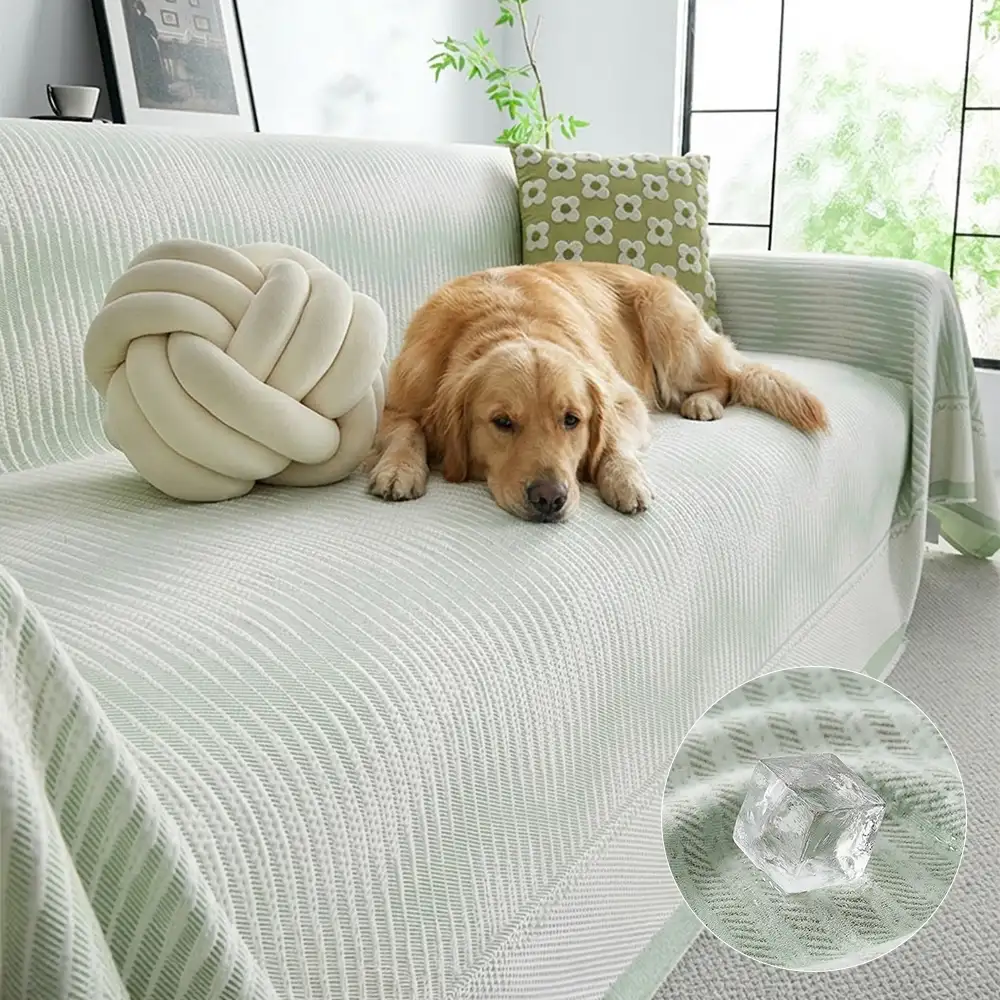 Modern Geometric Cooling Ice Silk Breathable Sofa Blanket Couch Cover