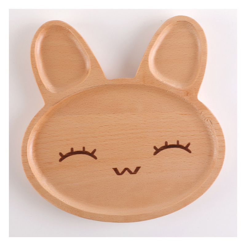 Beech Wooden Children's Wooden Cartoon Plate Dish, Eco-Friendly Plate,  Handcrafted Dinnerware