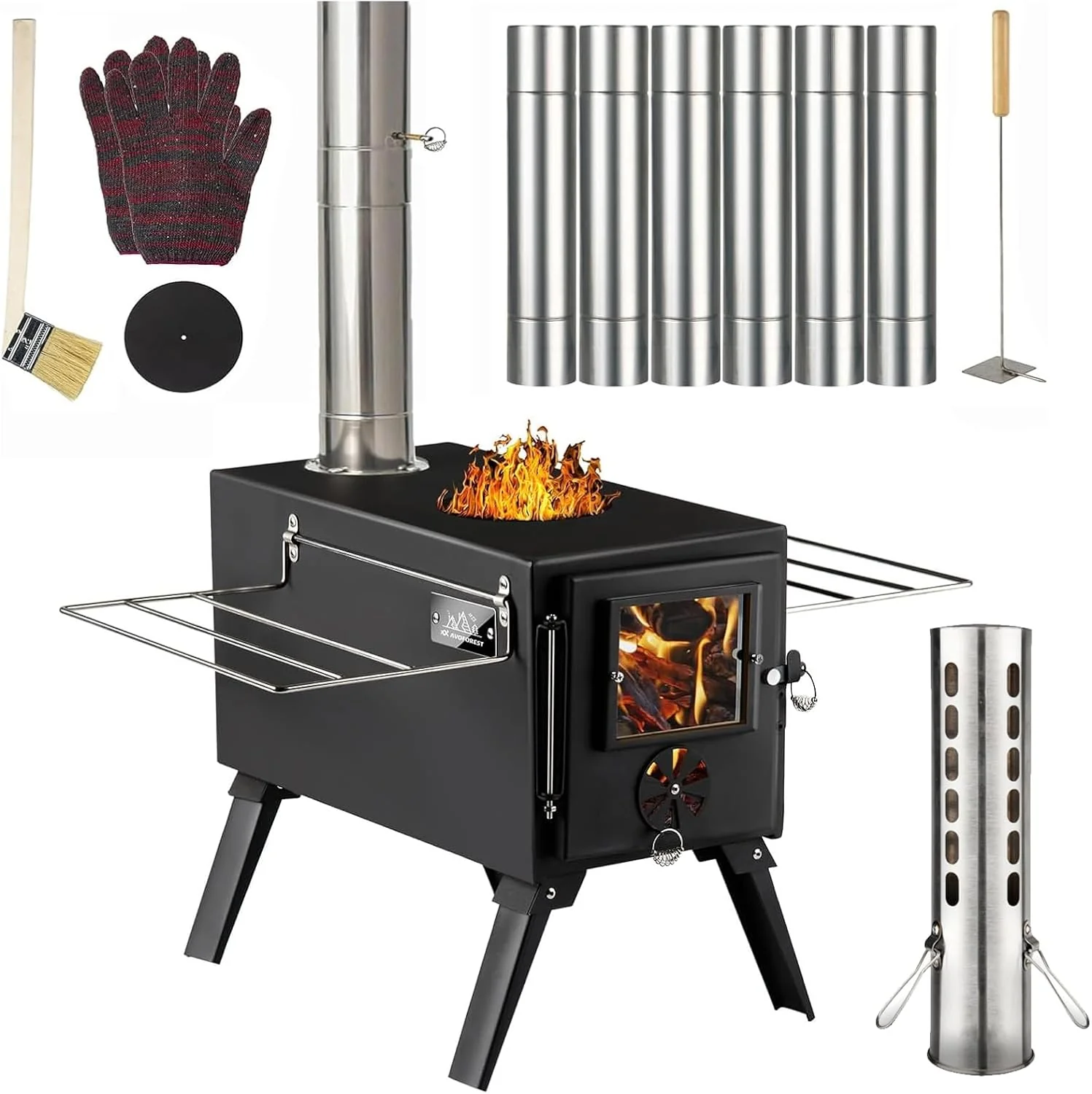 Poêle à bois pour tente chauffée, petit poêle à bois pour le chauffage et la cuisine en extérieur, la pêche sur glace, la chasse