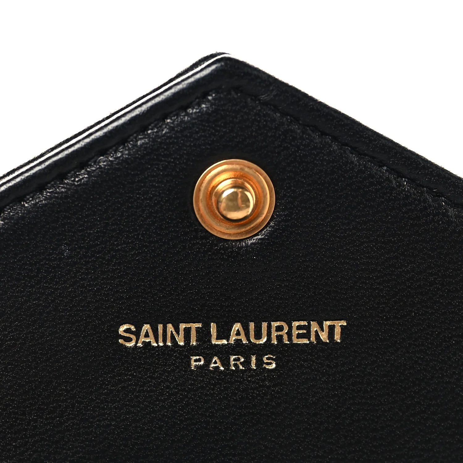 Calfskin Matelasse Chevron Monogram Envelope Chain Wallet Black