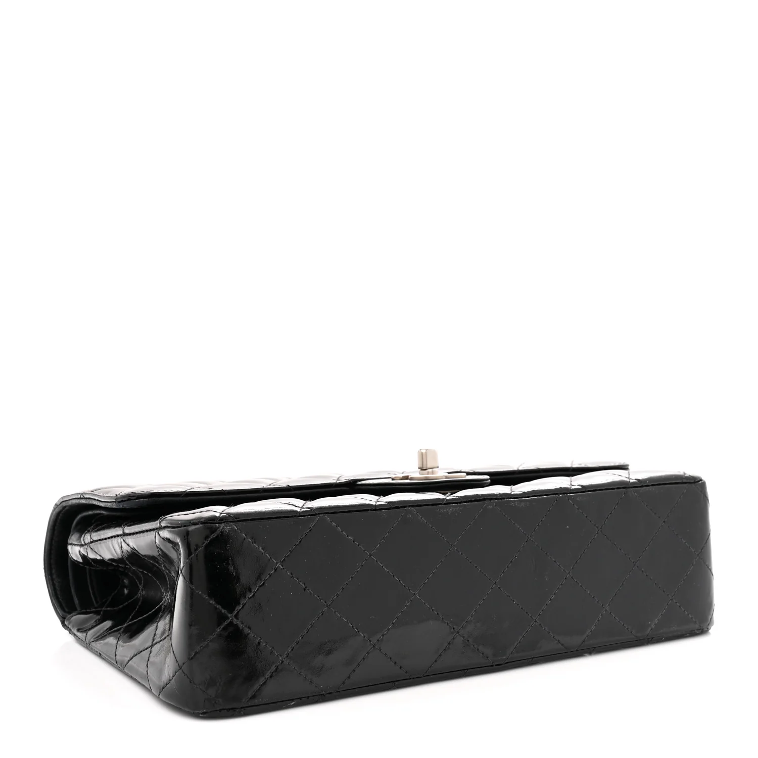Patent Quilted Medium Double Flap Black