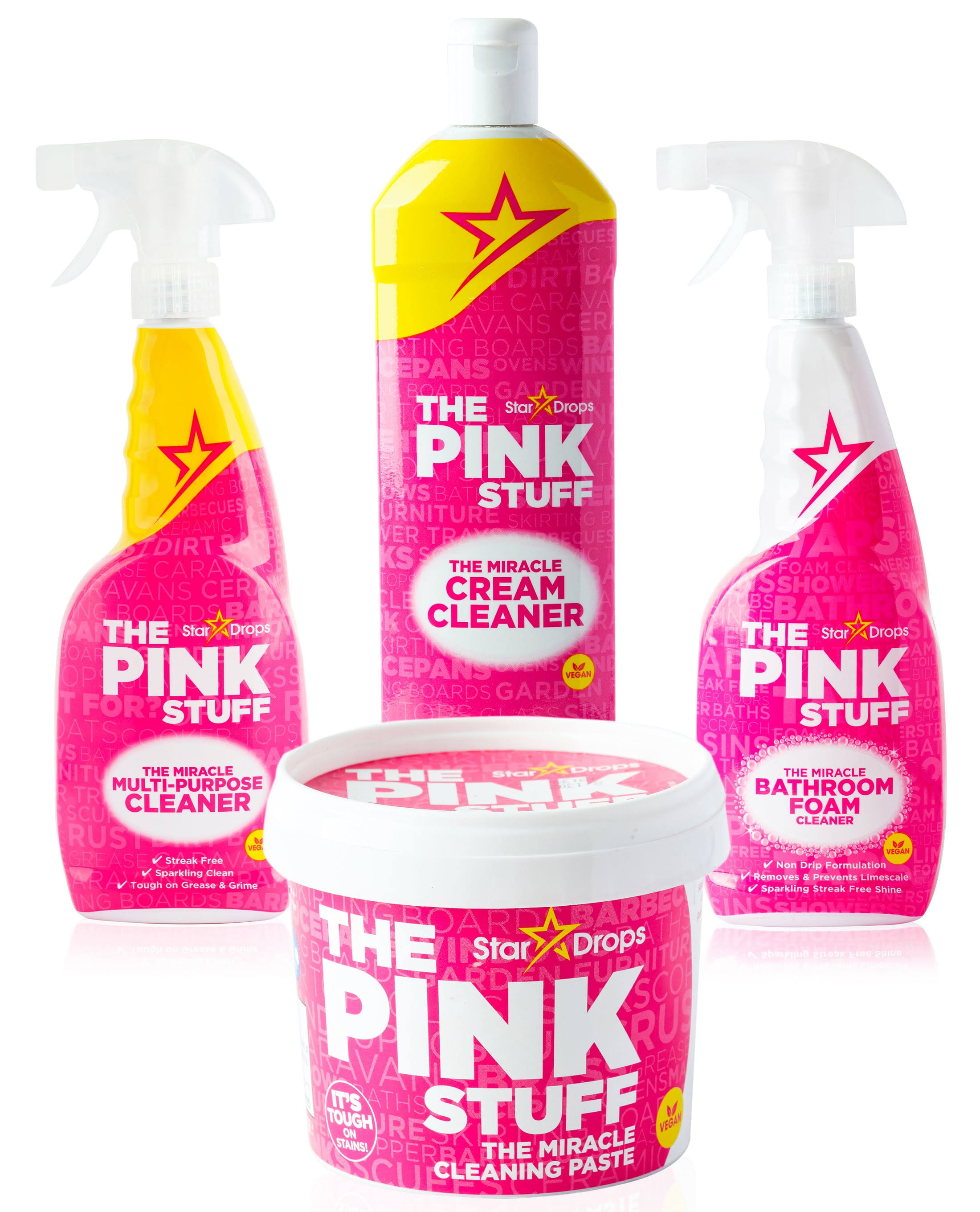 The Pink Stuff - Ultimate Bundle (1 Cleaning Paste 1 Multi-Purpose Spray 1 Cream Cleaner 1 Bathroom Foam Cleaner)