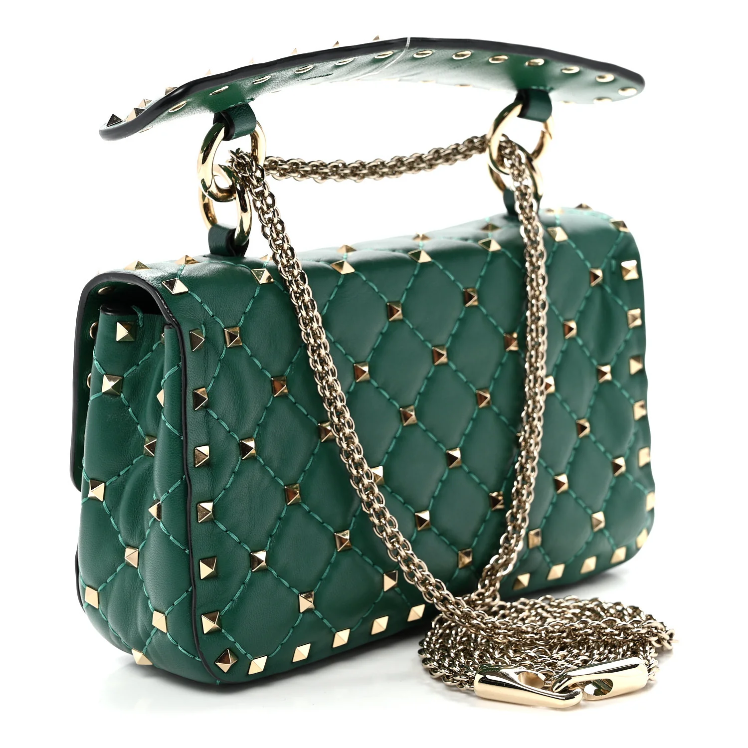 Nappa Small Rockstud Spike Shoulder Bag Gea Green