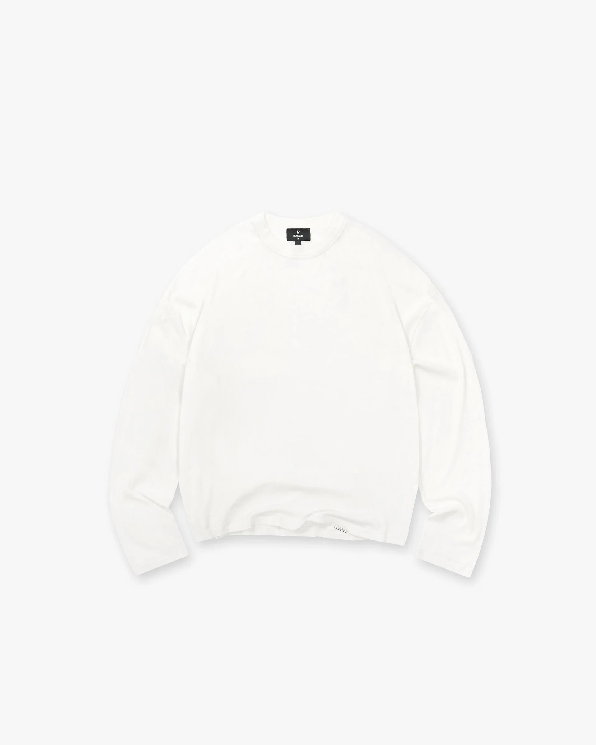 Initial Sheer Rib Long Sleeve T-Shirt - Flat White