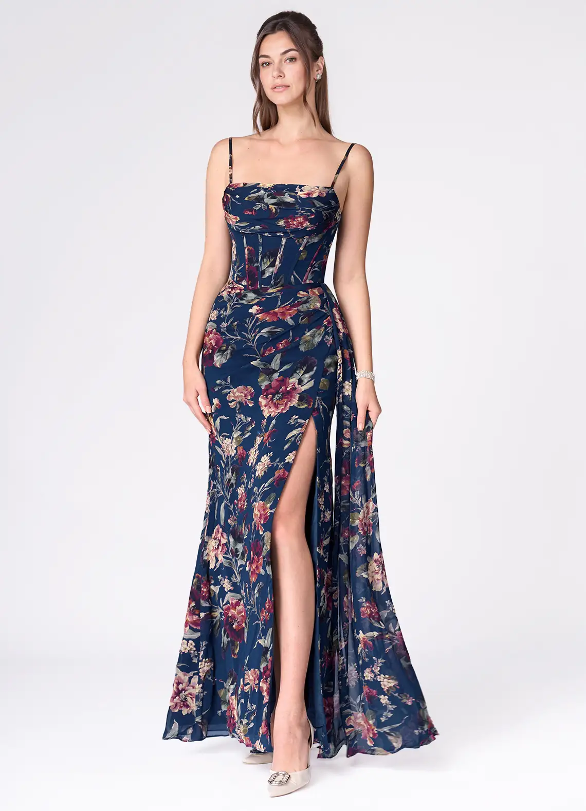 Aurra Navy Multi Maxi Dress
