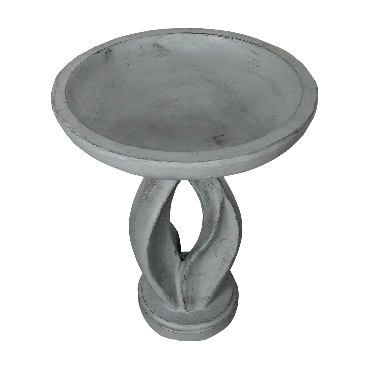 21.8 Inch Height Outdoor Bird Bath Fibre Reinforced Concrete Large Bird Bath Stylish with Curved Pedestal for Garden, Patio, Backyard, Lawn - Image 7