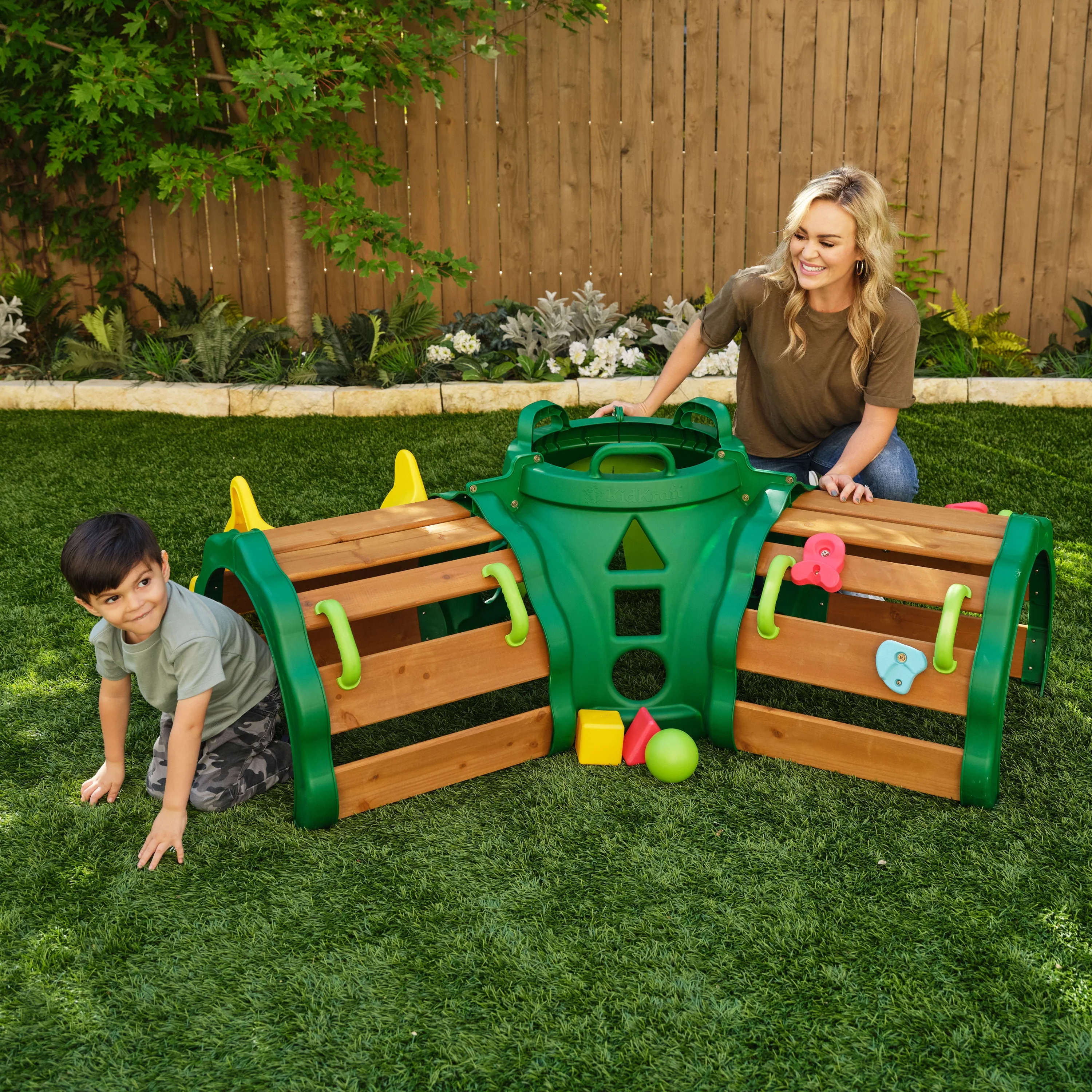 KidKraft Hideout Hollow Toddler Climber with Slide and Peek a Book Flap Image 5
